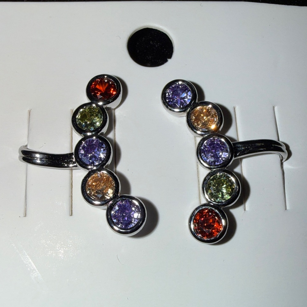 Pretty Bird White Gold Multi-Color Ear Cuff